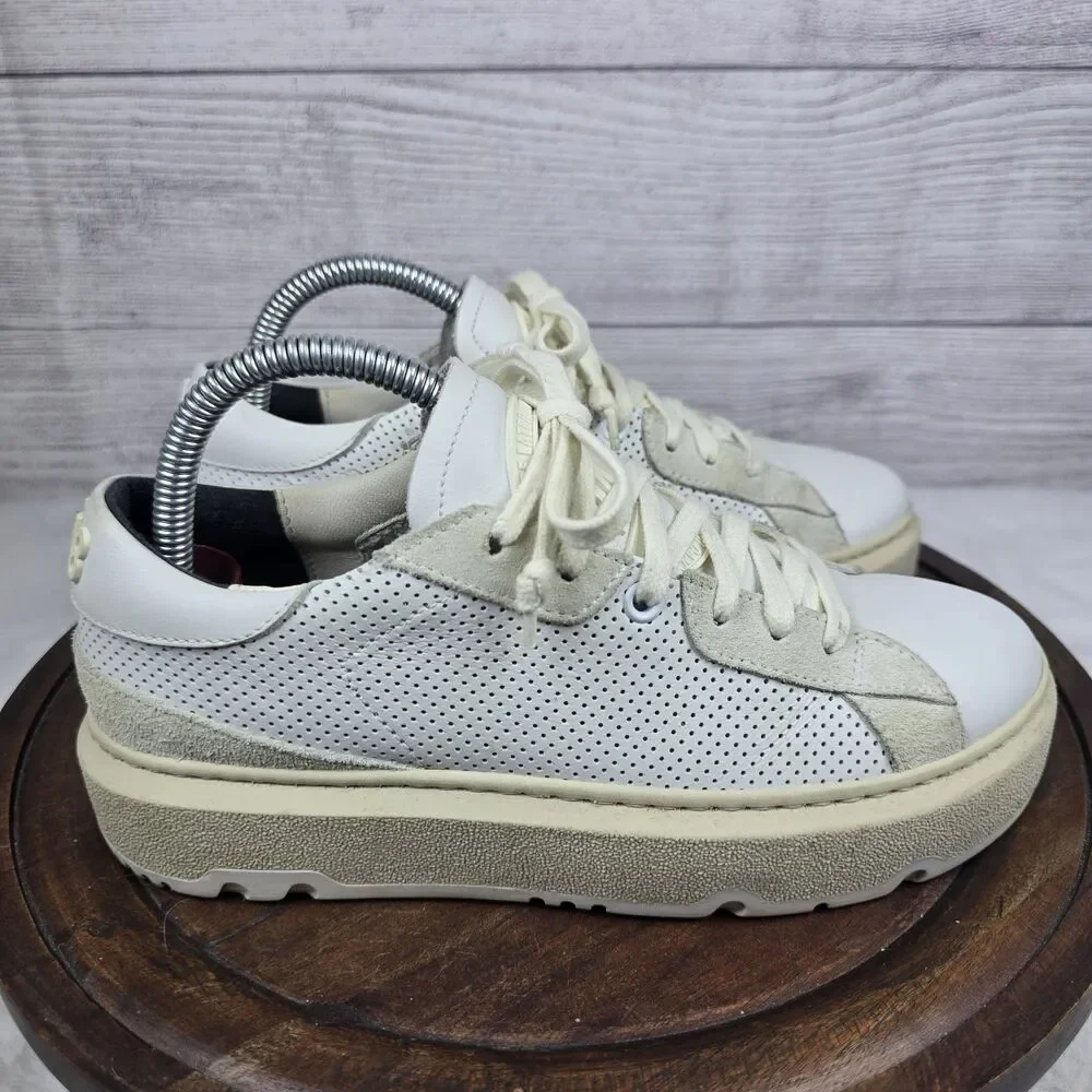 P448 Perforated Chunky Platform Sneaker Made In Italy Womens Sz US 6 EU 36 Shoe